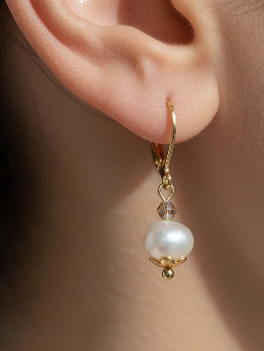 Freshwater Pearl & 18K Gold-Plated Stainless Steel Earrings.